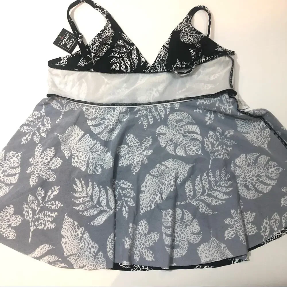 Swim solution leaves underwire tankini swim top